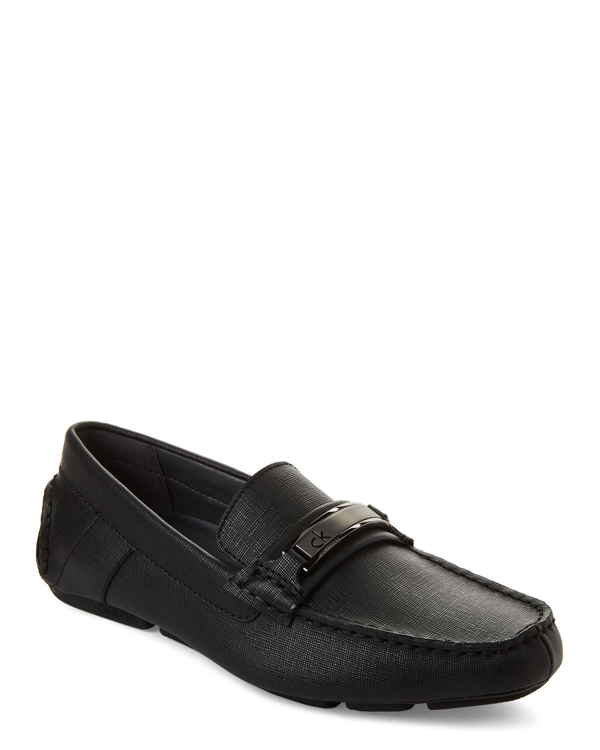 Black Marcell Saffiano Driving Loafers
